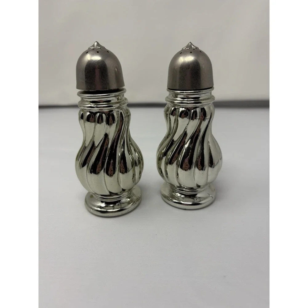 Vintage Avon Silver Swirls Sweet Honey‎ Empty Salt and Pepper Shakers
